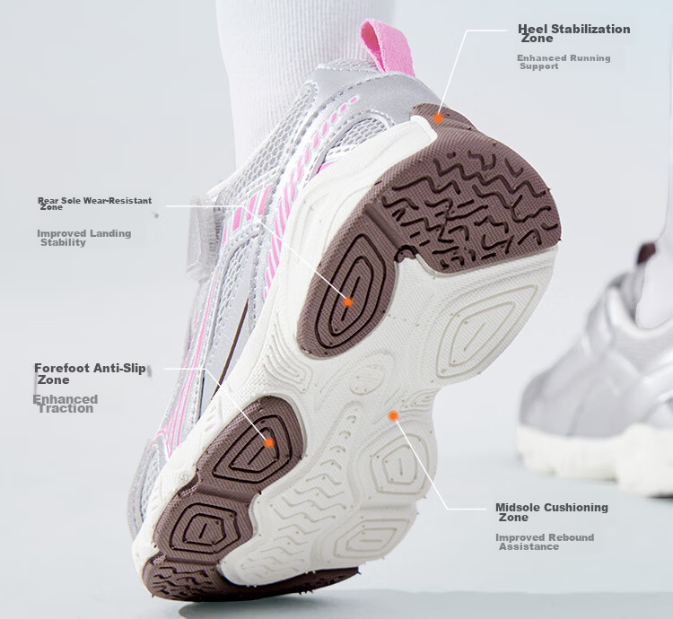 Mutong Kids Sports Shoes Spring Autumn Boys Retro Silver Trendy Running Mesh Casual Shoes Girls Sweet Cool Purple Size 29 18