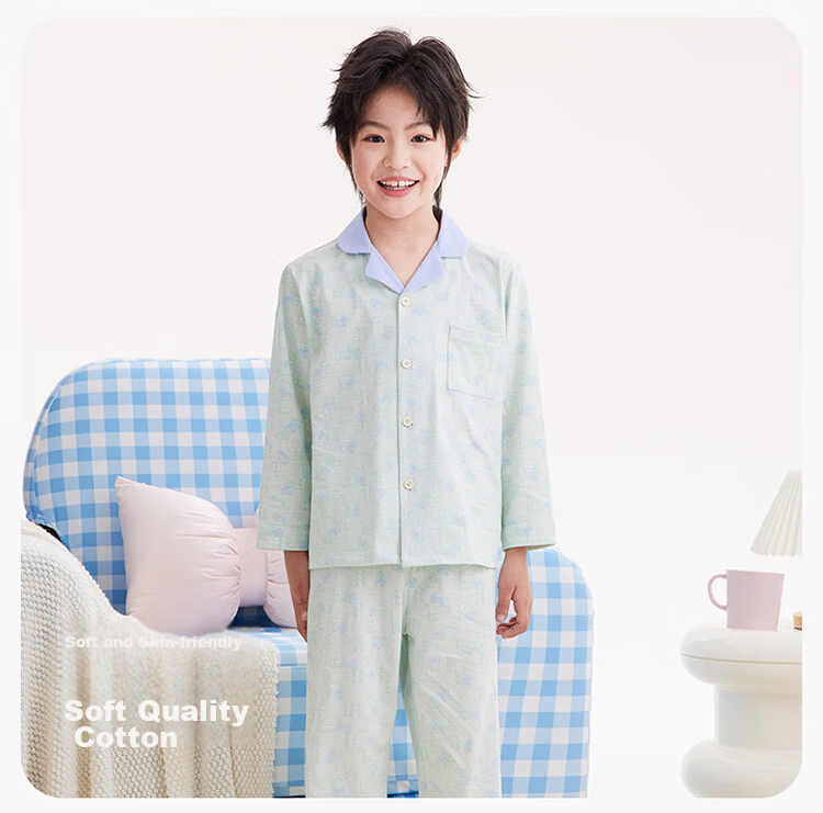 Hodo Kids Spring Autumn Antibacterial Long Sleeve Pajama Set Cute Cartoon Children's Homewear Striped Dachshund 150 11