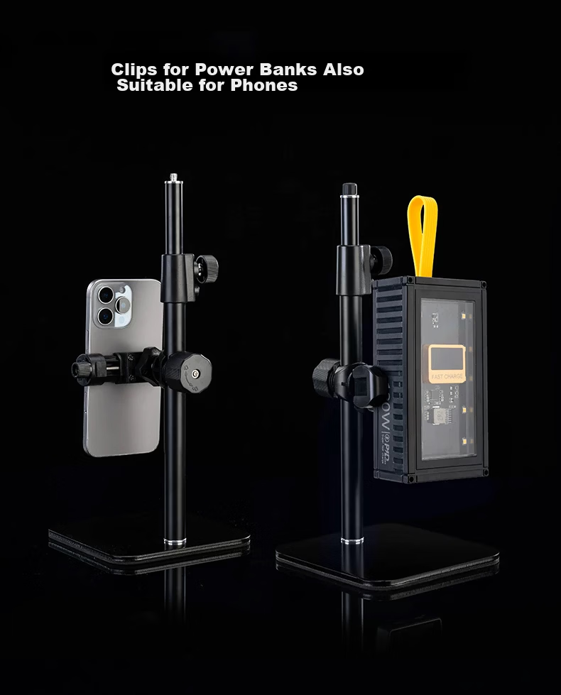 YUNTENG Live Streaming Clamp Tube Phone Holder Expansion Accessories Power Bank Mobile Power Fixed Bracket Multi-Position Tray Extension Accessories Outdoor Photography Dual-Device Additional Clamp 11