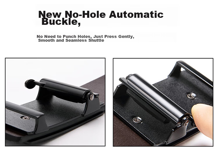 COW Leather Belt Men's Toothless Automatic Buckle Cowhide Gift Box Belt Simple Youth Business Casual Versatile Pants Belt 666H 7
