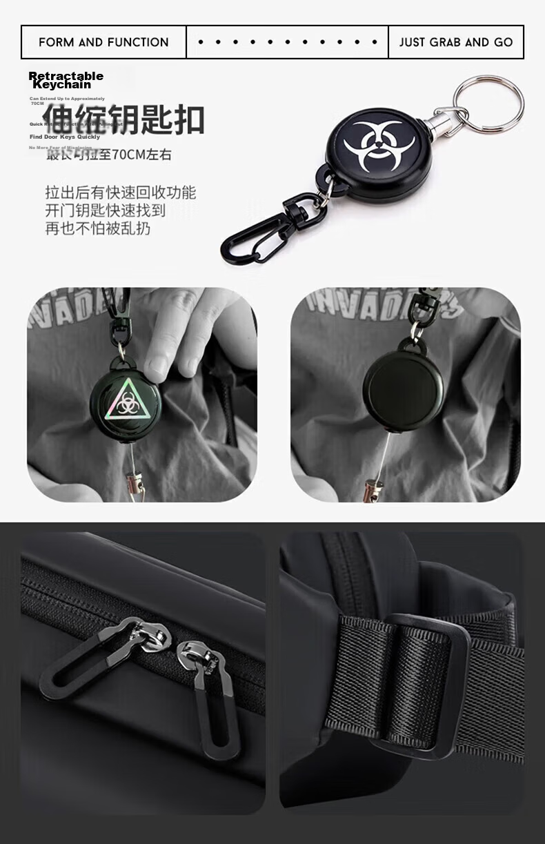 Warrior Men's Crossbody Bag 2026 New Magnetic Buckle Chest Bag Casual Commuter Shoulder Bag Portable Waterproof Cycling Bag 5