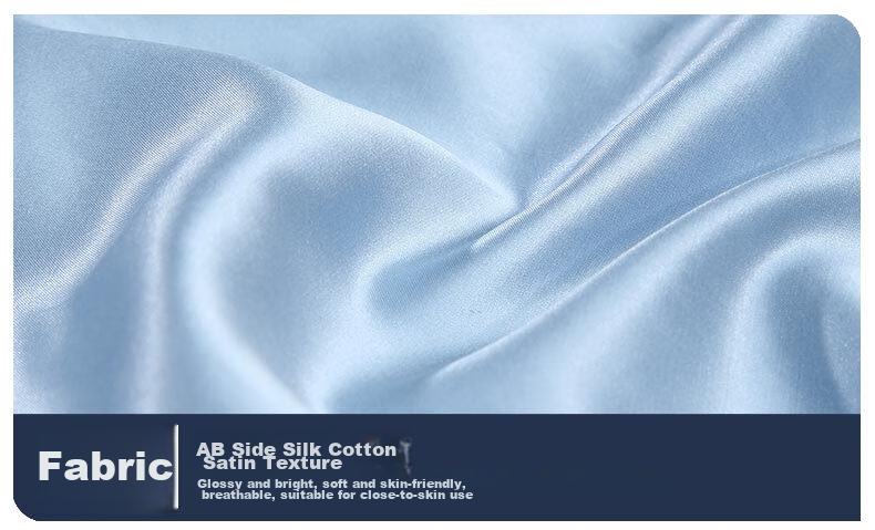 FUANNA Bedding Set 4-Piece Mulberry Silk Satin Sheet Duvet Cover High-End Silk Bed Linen Single/Double 203x229cm 11