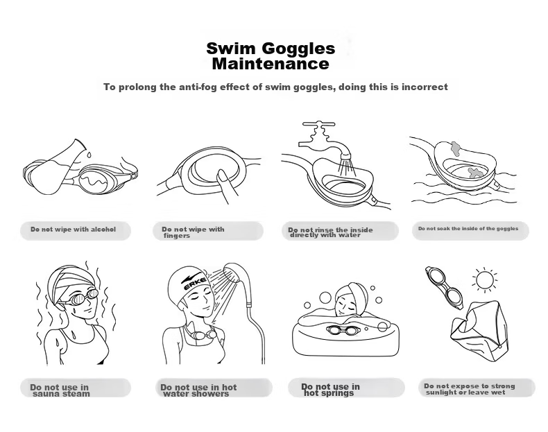 ERKE Swimming Goggles, Waterproof And Anti-Fog, for Men And Women, High-Definition Myopia Swim Glasses, Professional Sports White, -5.00 Diopters 12