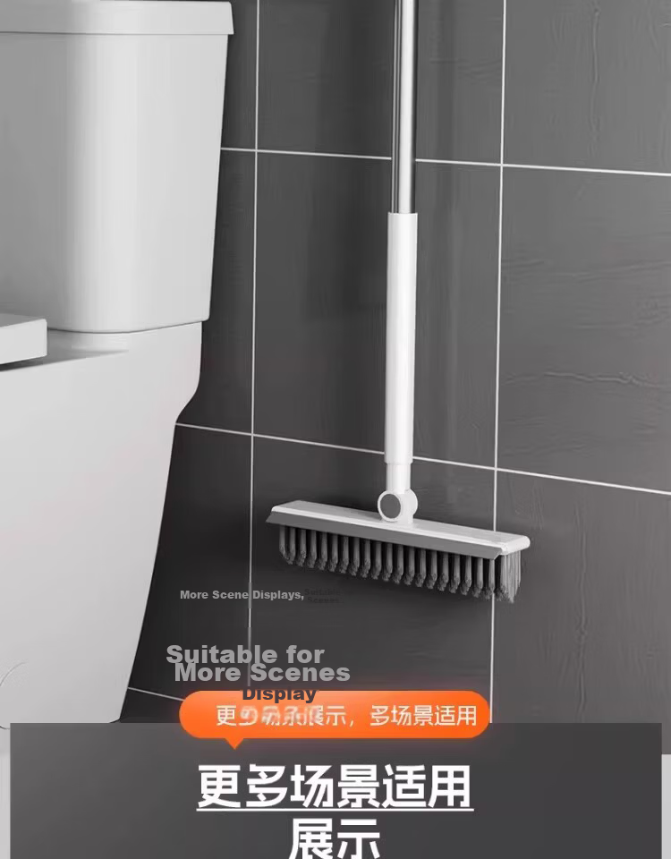 Guangduola Floor Brush Bathroom Brush No Dead Angle Shower Brush Floor Gap Brush Toilet Crevice Brush V-Shaped Long Handle Floor Brush 18