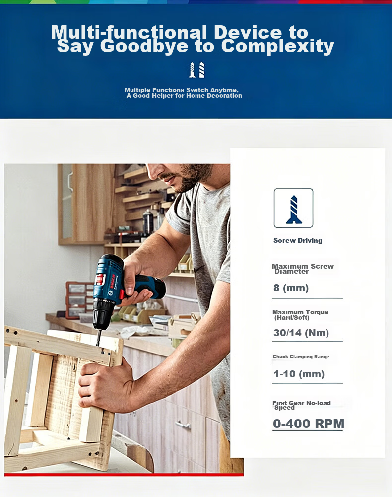 BOSCH GSR120-Li Cordless Electric Drill Lithium Battery Rechargeable Screwdriver Power Tool Single Battery 2