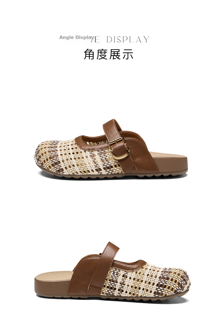 Zhuoshini Women's Vintage Slip-On Closed-Toe Sandals 2026 Summer New Breathable Mesh Birkenstock Style Half Slippers Off-White Size 38 14