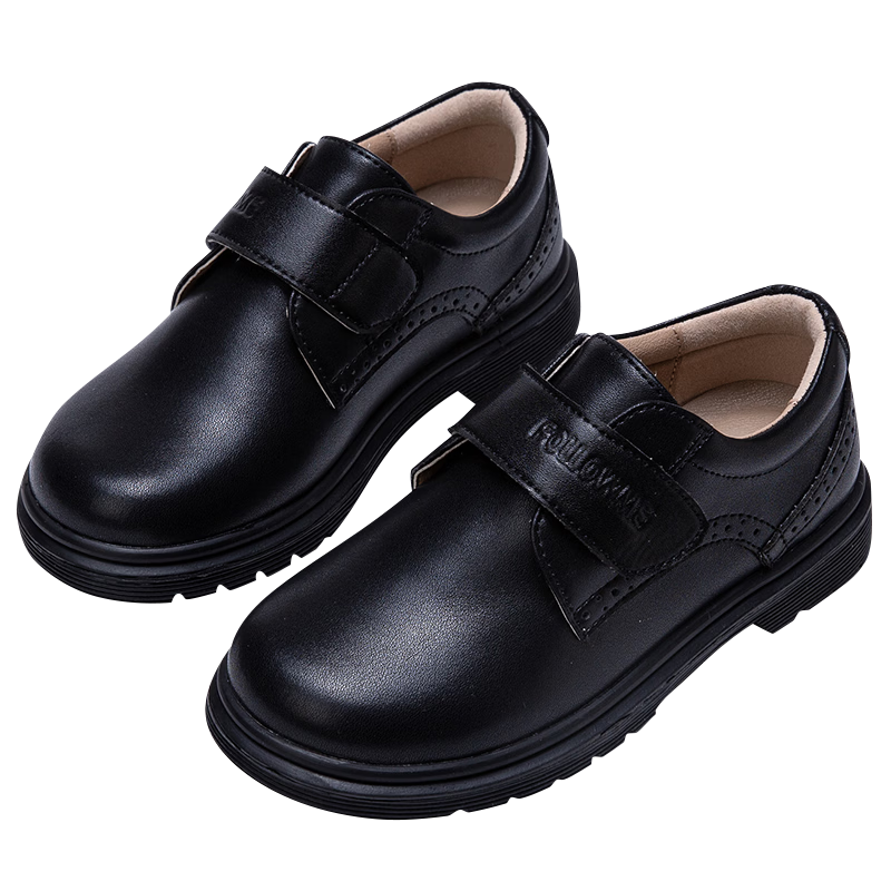 Follow Me Boys Leather Shoes Spring And Autumn Children's Soft-Soled Student Campus Performance Shoes Boys' Flats Black 32