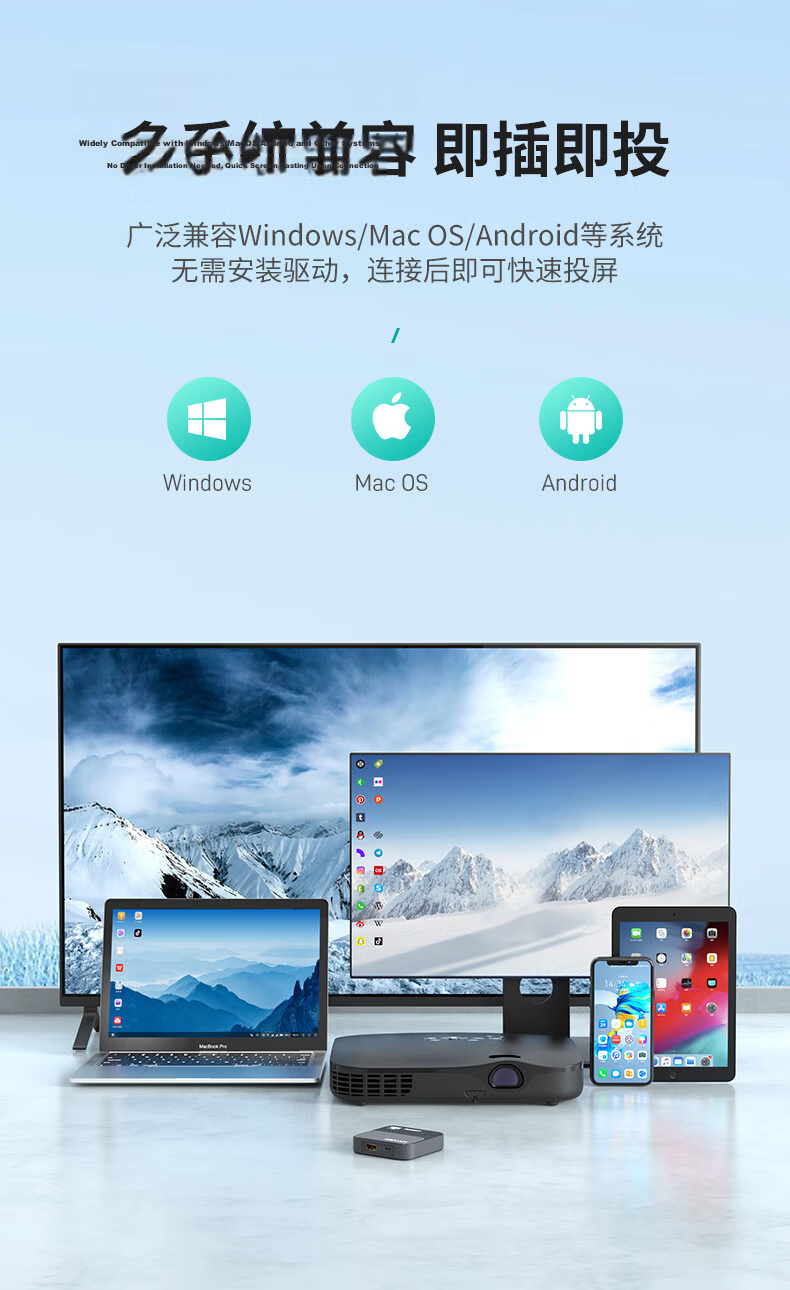MT-viki HDMI Wireless Screen Mirroring Device HD Conference Screen Sharing Multi-Receiver Laptop to TV Projector MT-WX1 12