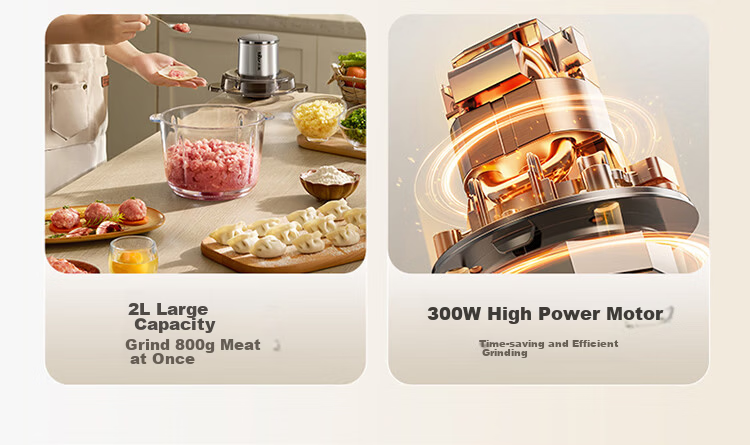 Bear Meat Grinder Household Multifunctional Food Processor Electric Large Capacity QSJ-L03D8 Floating Lift Knife + Stirring Rod + Dumpling Tool 2L 5