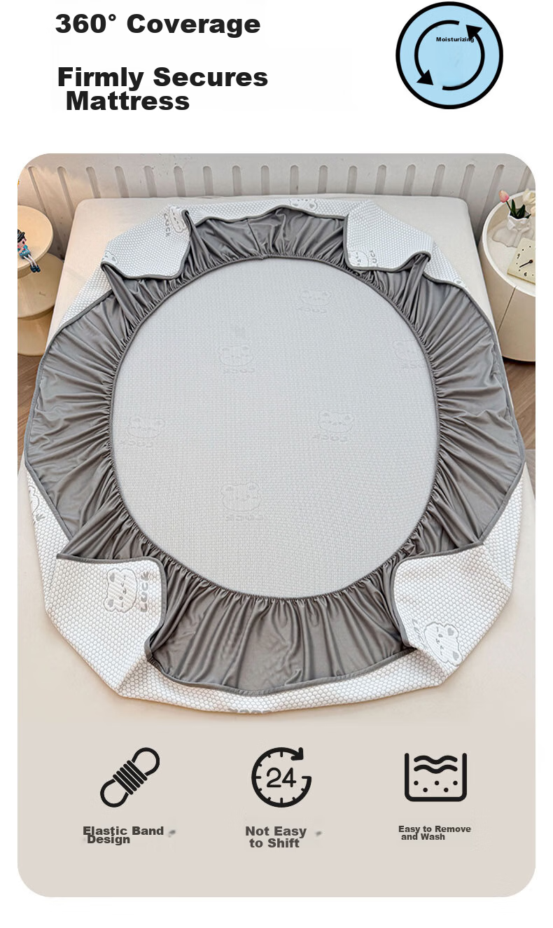 Grace Class A Summer Cooling Ice Bead Mat Fitted Sheet Single Double Household Washable 1.5*2M Bear Gray 5