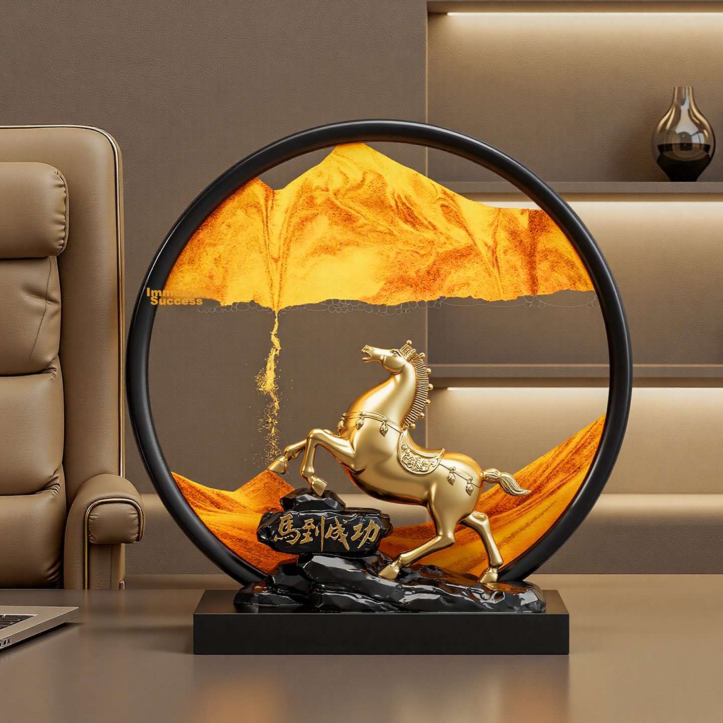 BHM Horse Success Horse Figurine Sand Art Wealth Feng Shui Living Room Office Desktop Decoration High-End Housewarming Gift