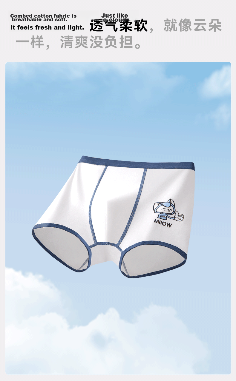 Miiow Kids Boys Cotton Underwear Class A 3-12 Years Boys Boxer Briefs No Pinch Comfortable Boys Underpants 10