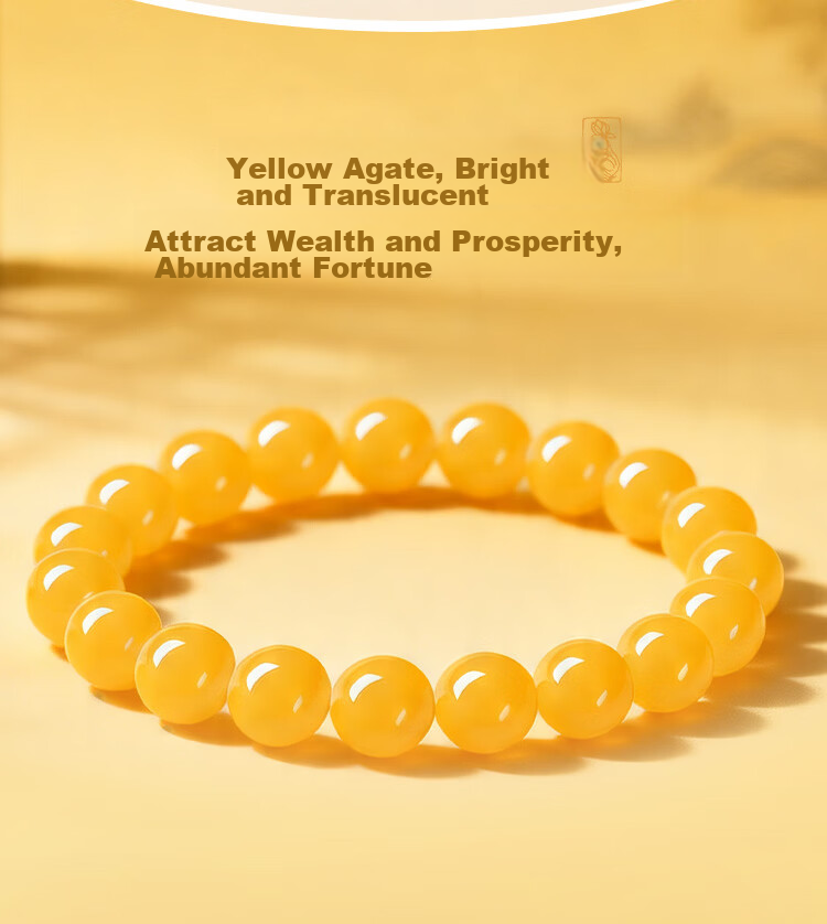 Sanqingshan Natural Yellow Agate Bracelet Unisex Five Elements Fortune Beads Jade Crystal Wristband Birthday Gift for Girlfriend Wife 2