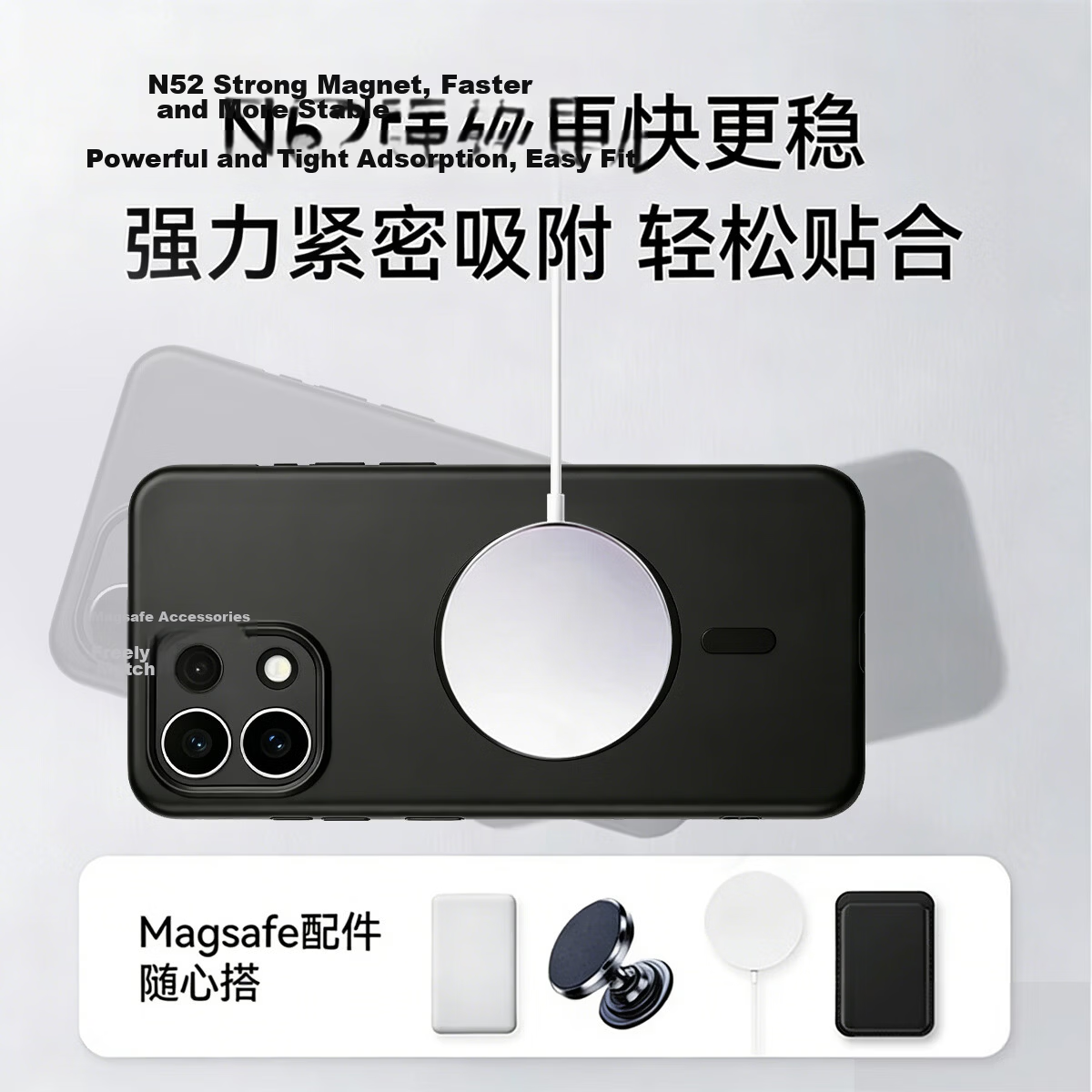 Xingwu Compatible OPPO Reno16 Pro Case Full-Cover Lens Protection Magsafe Magnetic Ultra-Thin Transparent Matte Anti-Drop Anti-Fingerprint Black for Men and Women 3
