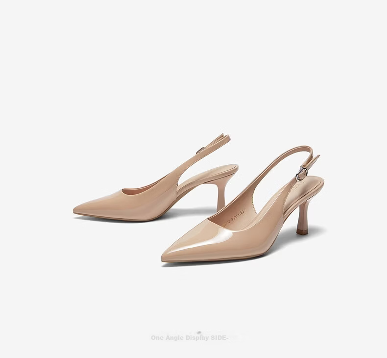 BASTO Elegant Nude Pointed Toe Stiletto High Heel Backless Sandals CU712BH6 25