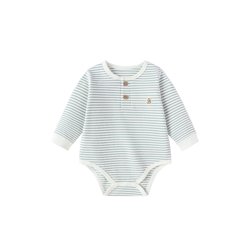 Babylove Baby Long Sleeve Cotton Bodysuit Spring Autumn Unisex Striped Romper Pajamas