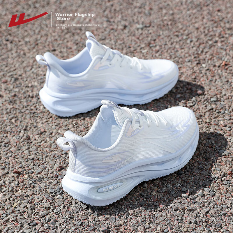 Warrior Official Women's Sports Shoes 2026 Summer New Mesh Lightweight Running Shoes for Women 5535 White Blue Size 39