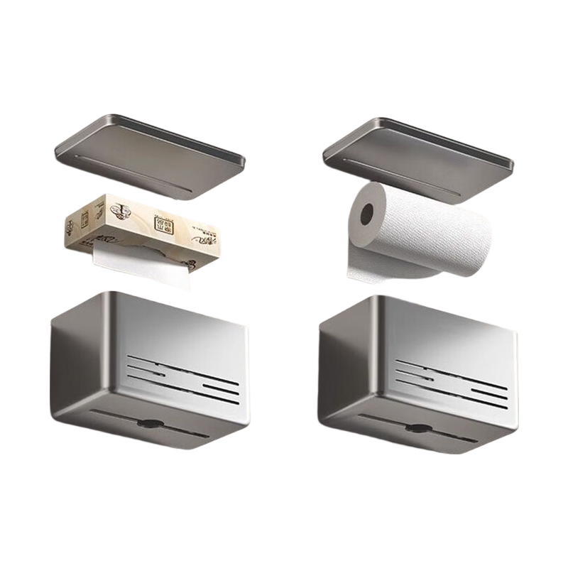 Youjialiangpin Bathroom Tissue Box, Toilet Paper Holder, Toilet Roll Storage Rack, No Drilling Required, Space Aluminum Toilet Paper Dispenser