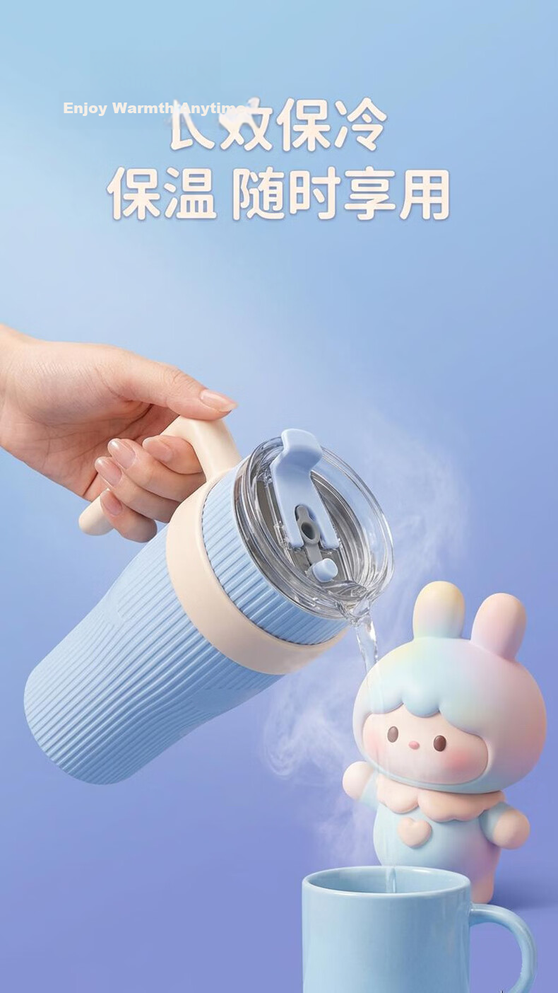 JDEAR 316L Stainless Steel Inner Core Energy Straw Cup Insulated Thermal and Cold Ice Mug Large Capacity Direct Drinking Cup 1.25L 1