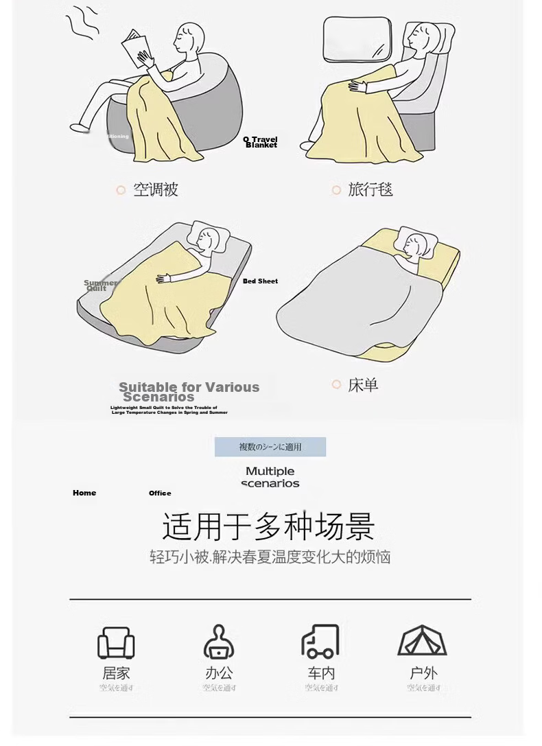 Hongdou Class A Cloud Feel Three-Layer Gauze Towel Quilt Thickened Air Conditioning Blanket Thin Blanket Nap Blanket 1.5*2m Floral 19