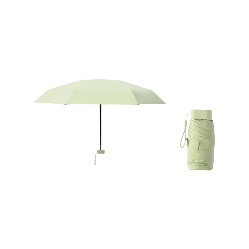 Paradise Umbrella UV Protection Folding Sun Umbrella Black Coating Lightweight Portable Five-Fold Flat Umbrella Avocado Green