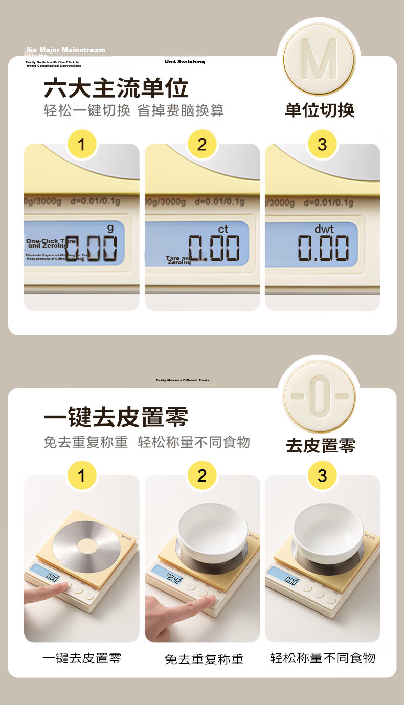 Suncha Kitchen Scale Electronic Scale 0.01g/3kg High Precision Smart Scale Baking Household Gram Scale Coffee Scale 15