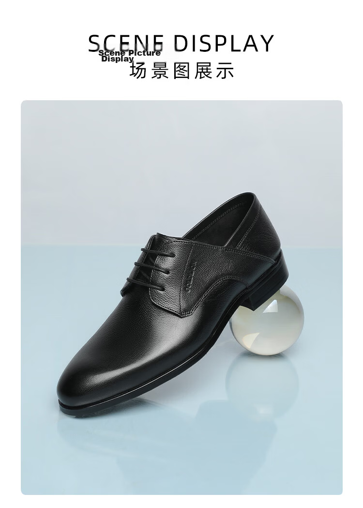 Goldlion Men's Shoes 2026 Summer New Formal Textured Cowhide Comfortable Derby Shoes G521620571AAB Black Size 42 11