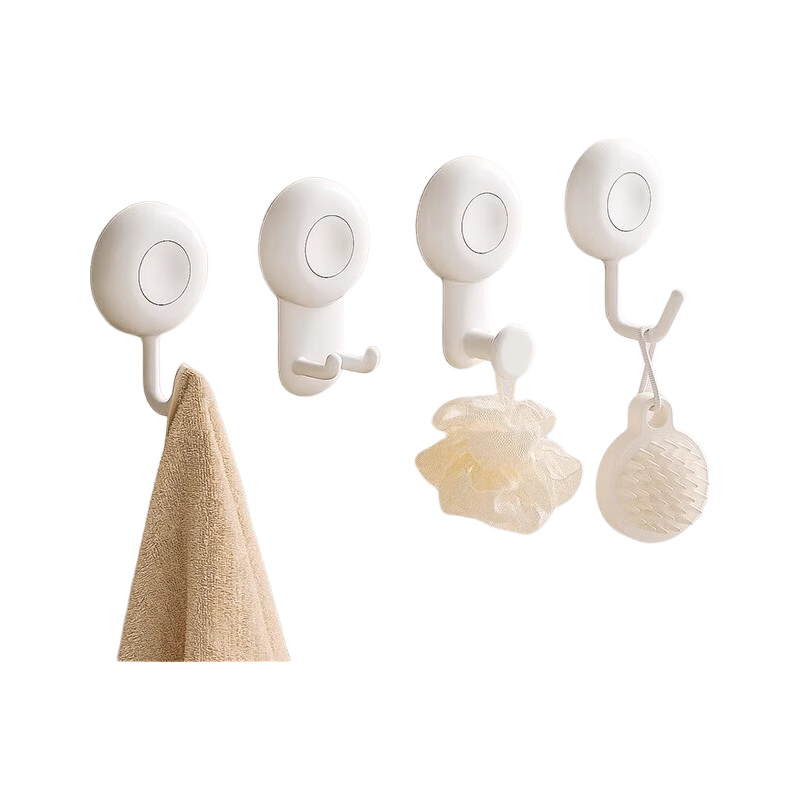 Baicaoyuan Adhesive Hooks, Kitchen Hanging Hooks, No Drilling Required, Rotatable, Strong Adhesive Stickers, for Door Back Hangers, Clothes And Towels, Bedroom Home Use, 4 Pieces
