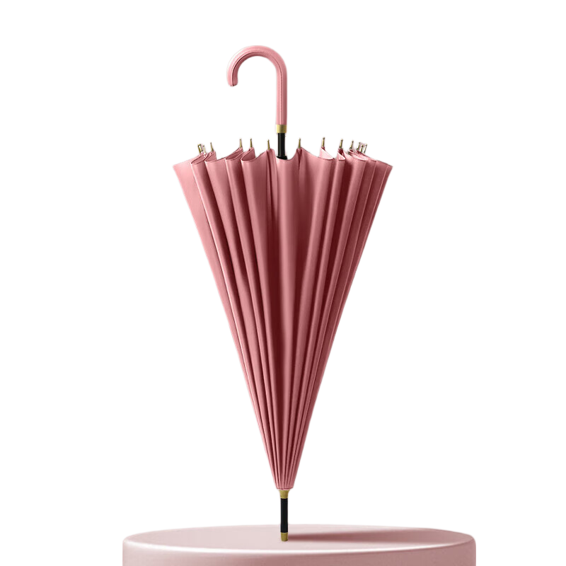 MAYDU Umbrella for Men And Women, Straight Handle, 24 Ribs, Automatic Water Opening, Curved Hook, M7007 Grapefruit Pink