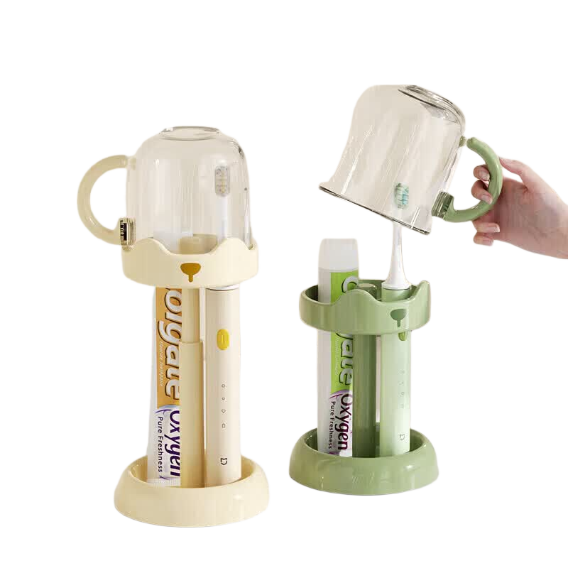 BAHAINIAO Toothbrush Set with Rinse Cup, 3-Piece Brushing Cup, Mouthwash Cup, Toothbrush Holder, Student Inverted Toothbrush Cup, 3-in-1