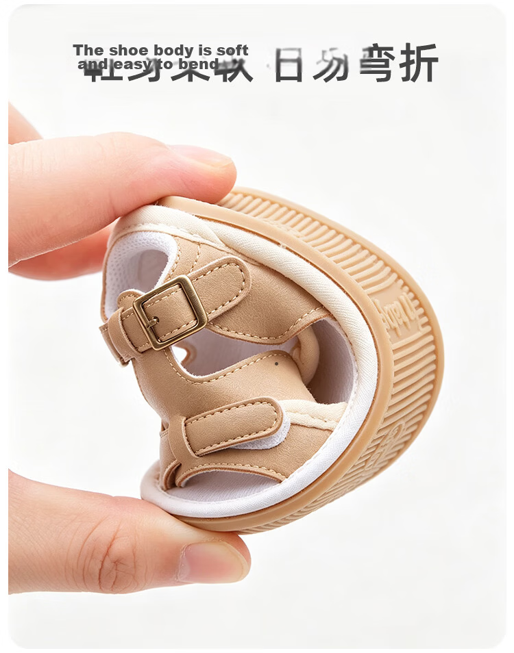 9i9 Baby Walking Shoes Summer Soft Sole Non-Slip 0-1 Year Old Unisex Casual Breathable Sandals BX3 Light Brown Size 13 6