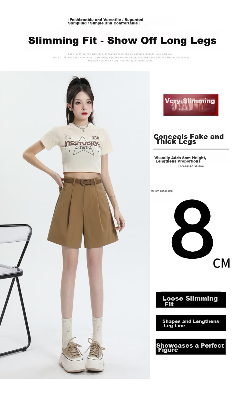 Jeanswest Women's 2026 Summer Cotton High-Waist Fashion Straight-Leg White Mid-Length Shorts XL 1