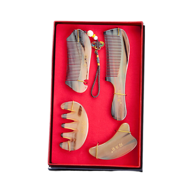 Fujiaojiang Buffalo Horn Comb, Women's Head Meridian Scraping Massage Tool, Birthday And Valentine's Day Gift, Mid-Autumn Festival Present, Practical Thoughtful Gift Box for Girlfriend, Mother, Wife, Elders