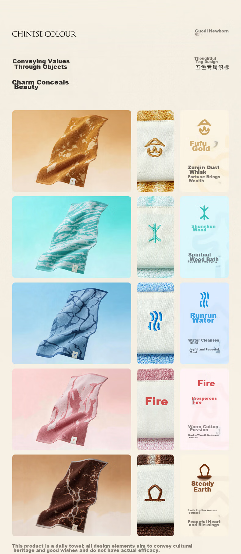 Grace xJDear JD Collaboration Five Elements Bath Towel 2.0 [Li Xiaoran Edition] Pure Cotton Antibacterial Thickened Moisturizing 4
