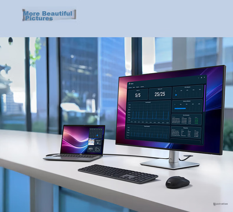 DELL Wireless Keyboard and Mouse Set Bluetooth Mouse High-End Business Office Full-Size Keyboard Peripheral Laptop Desktop MacOS External Silent Slim Keyboard KM726 8