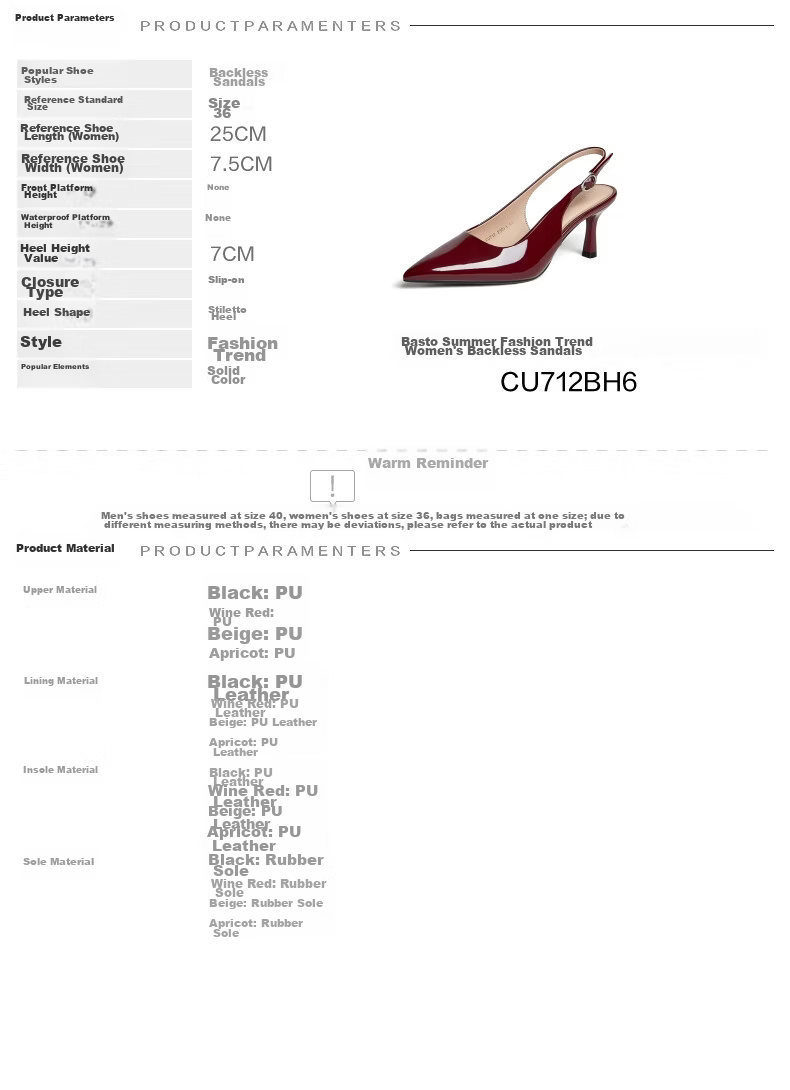 BASTO Elegant Nude Pointed Toe Stiletto High Heel Backless Sandals CU712BH6 1
