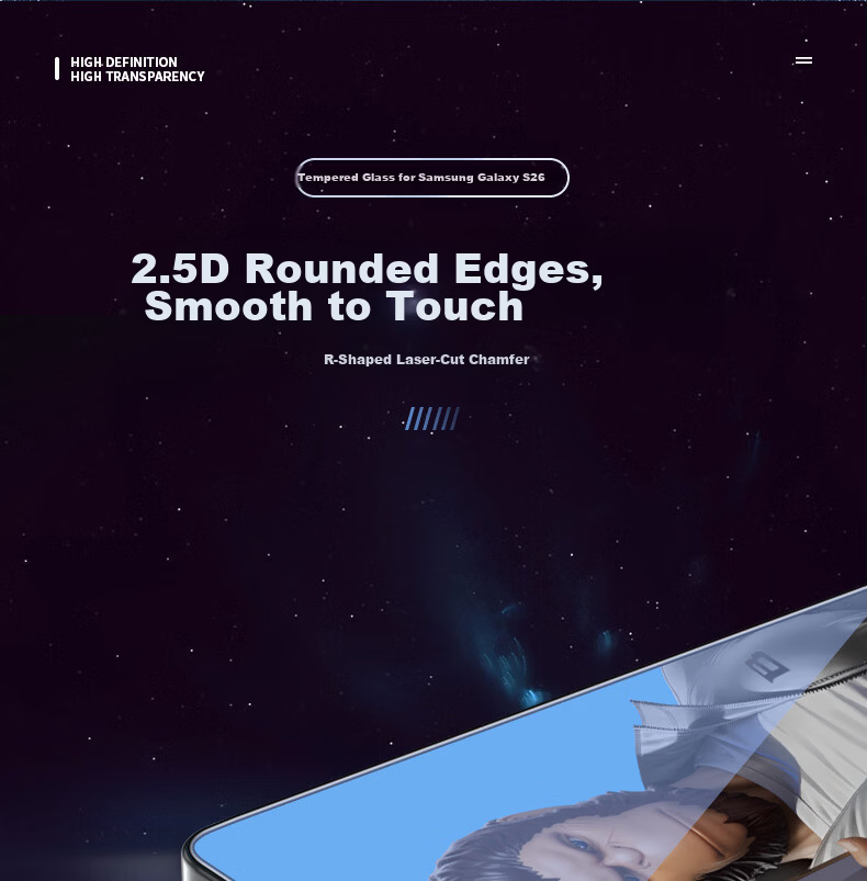 BLUEO Samsung S26 Ultra Screen Protector Tempered Glass [Ultrasonic Fingerprint Unlock] HD Transparent Drop-Resistant Scratch-Resistant Phone Protective Film 9