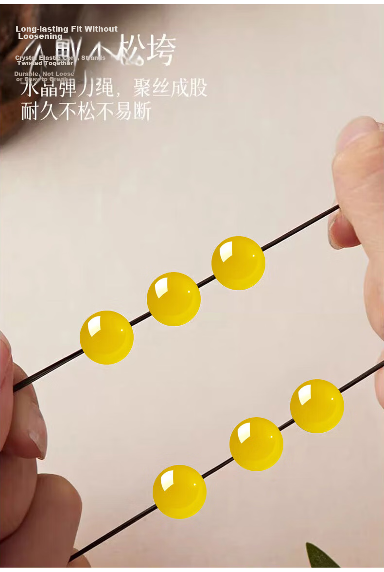 Kechen Yellow Chalcedony Bracelet Unisex Chicken Oil Yellow Agate Jade Crystal Beads Lucky Year Feng Shui Birthday Gift 12