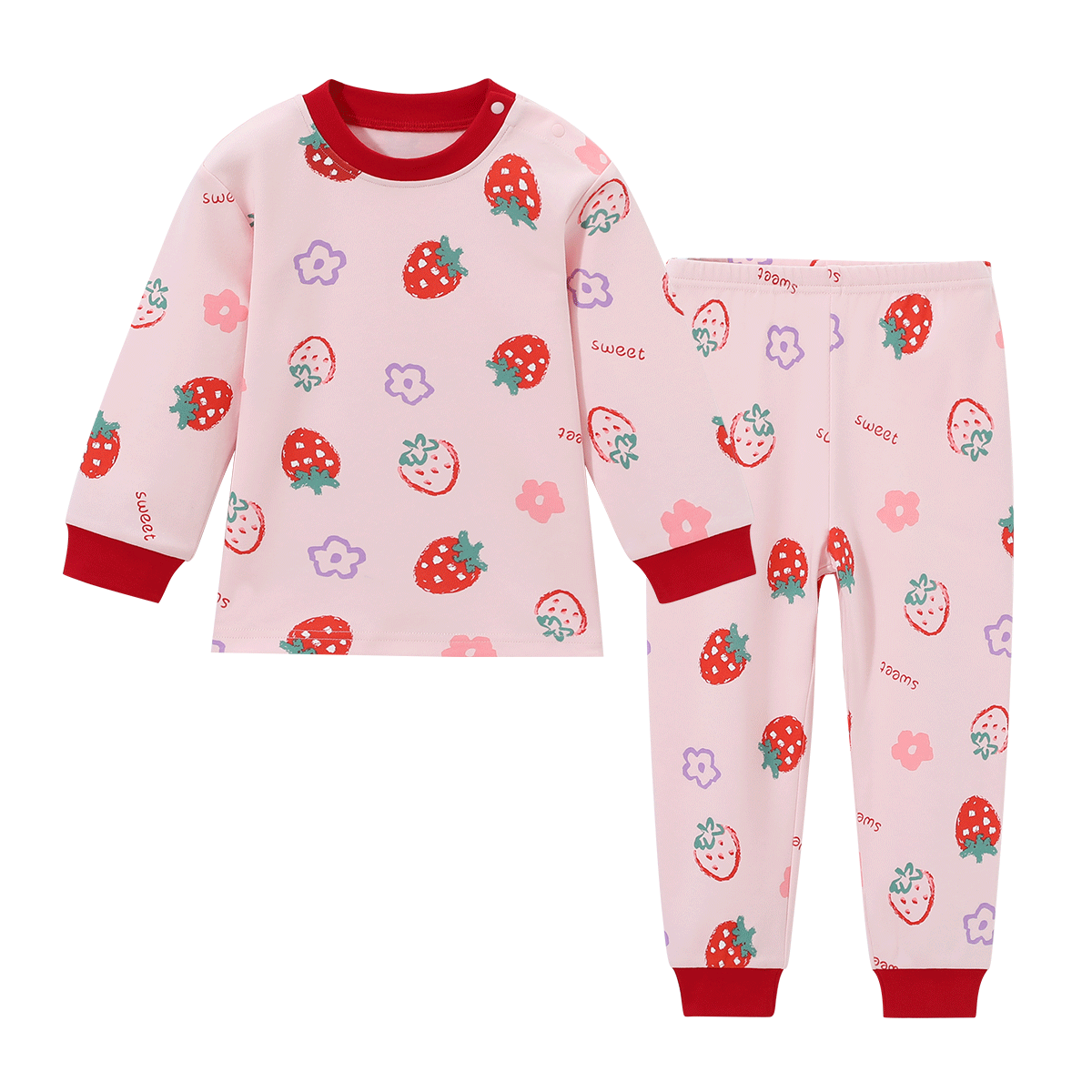YUZHAOLIN Children's Autumn Underwear Set for Boys And Girls, Pure Cotton Pajamas for Young Kids, Pink Little Pig And Bear Desig