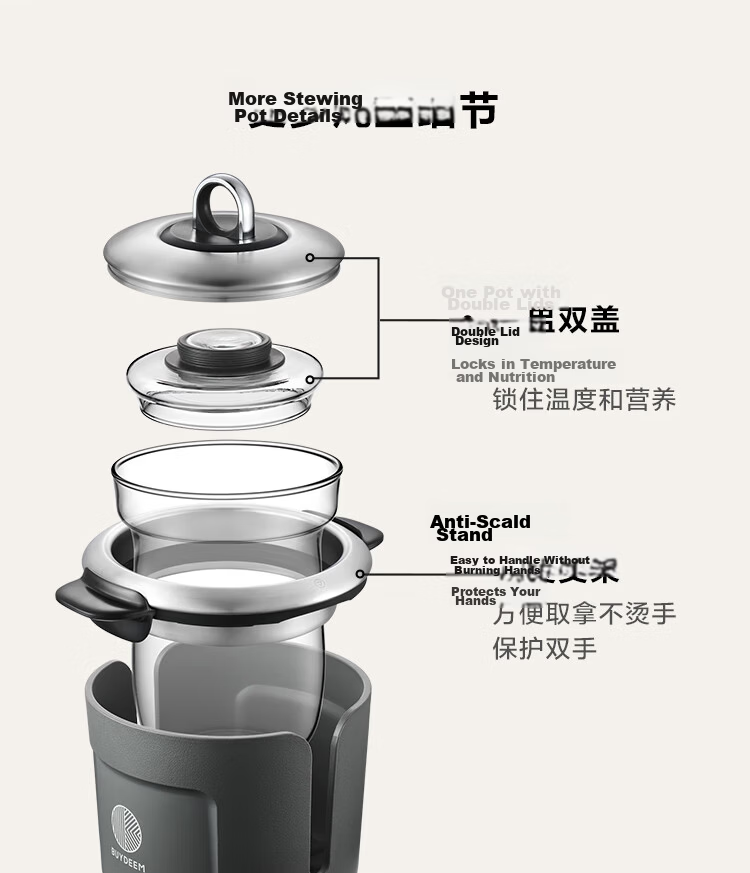 Buydeem [Glue-Free] Health Pot Herbal Medicine Pot Multifunctional High-End Scheduled Tea Maker Business Full Stainless Steel Imported Glass Smart Kettle K187 16
