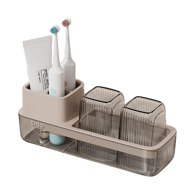 BDO Cup Toothbrush Holder, Desktop Bathroom Student Dormitory Mouthwash Cup Brushing Cup Tooth Cup Storage Set, Multi-Compartment Storage, Thickened Shatterproof Indoor Toiletry Set, Back-To Seaso