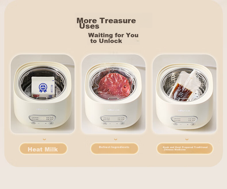 Bear Titanium Egg Cooker Steamer Automatic Power-Off Breakfast Steamer Timer Reservation Small Single-Use Non-Coated Light Food Machine ZDQ-F12G3 22