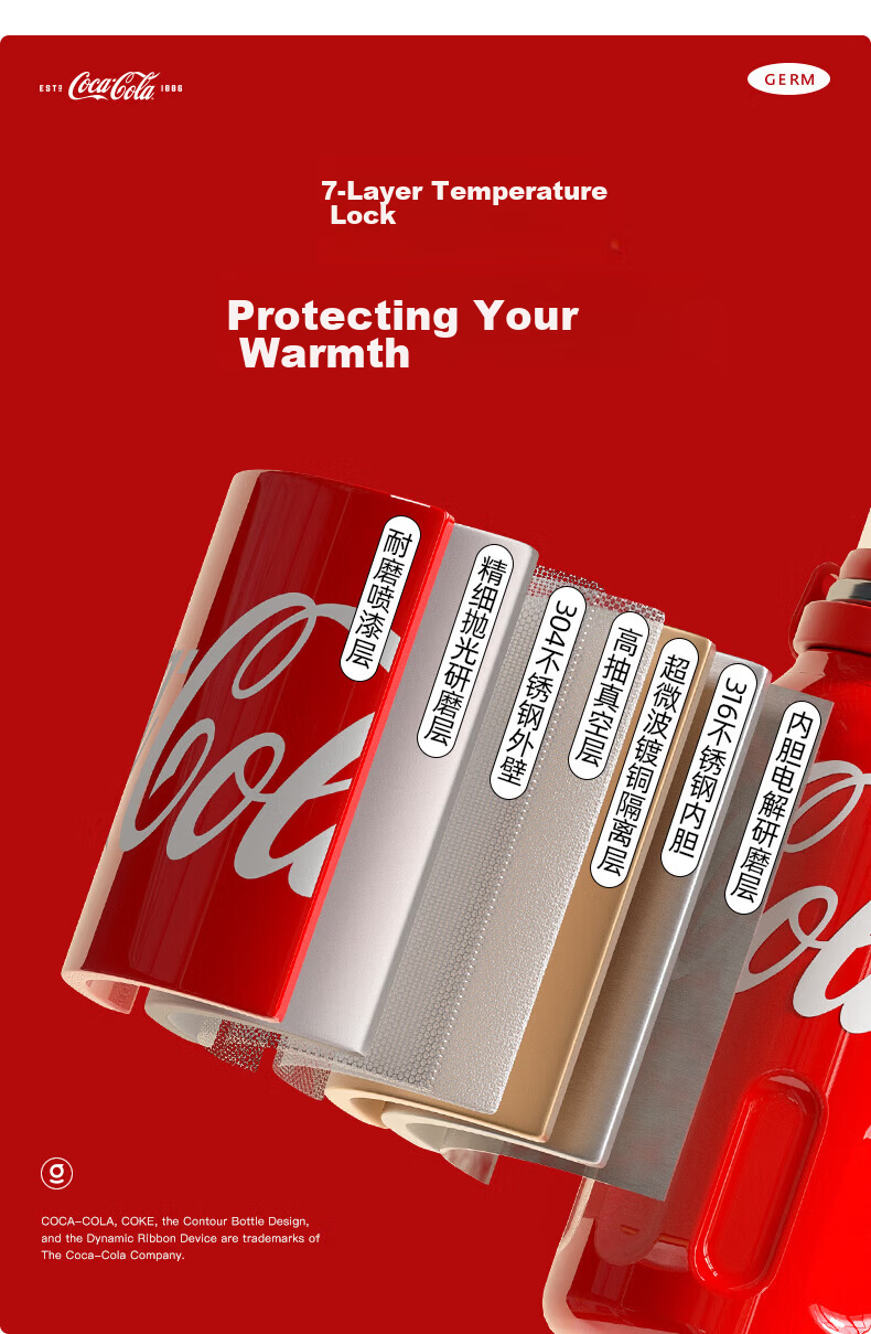 Germ Coca-Cola Collaboration Rhythm Insulated Bottle GE-CK23AW-B35-1 Starlight White 800ml (Piece) 10