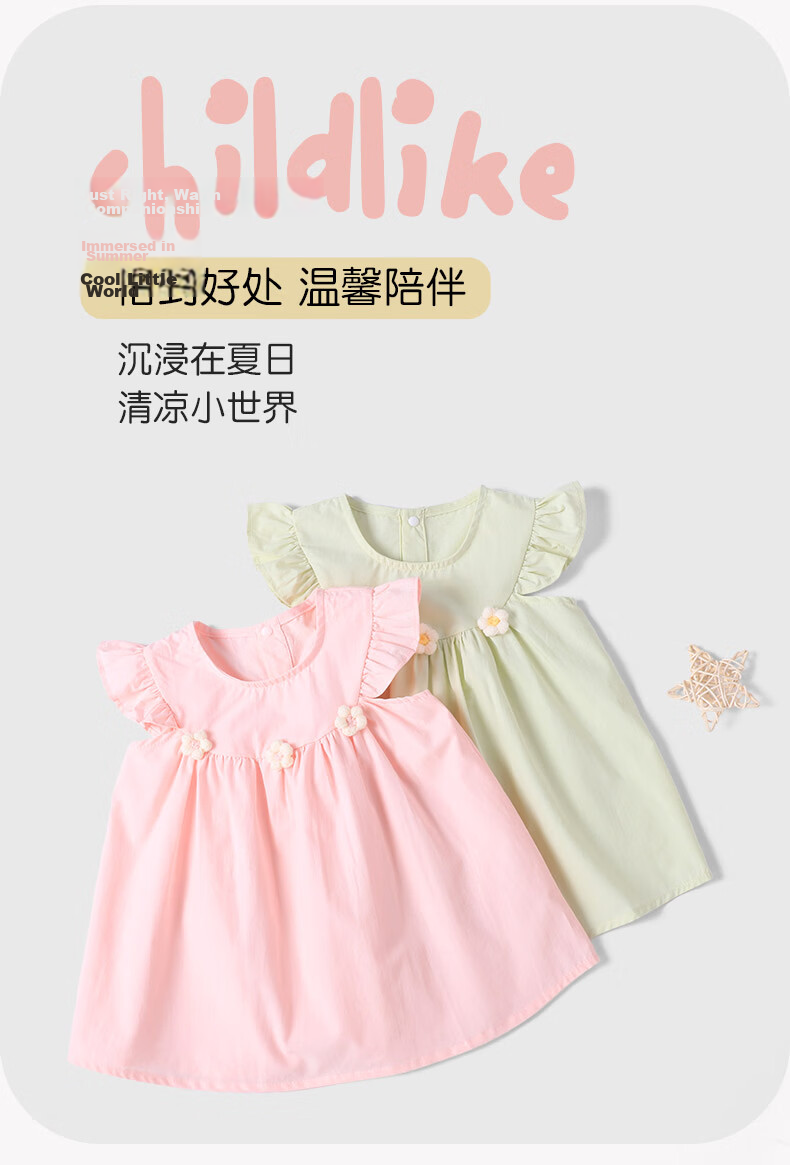 Youqi Baby Dress Summer Thin Girls Dress Toddler Girls Summer Flutter Sleeve Cute Outing Dress 1