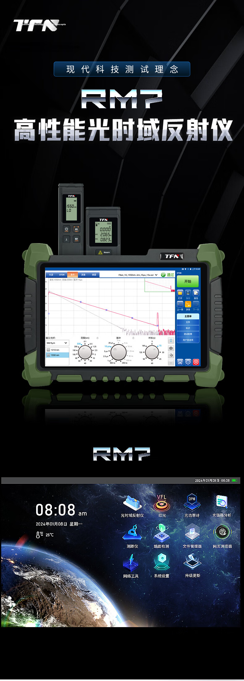 TFN RM7-C1 Online Testing PON OTDR Three-Wavelength Fiber Optic Cable Tester #5 1