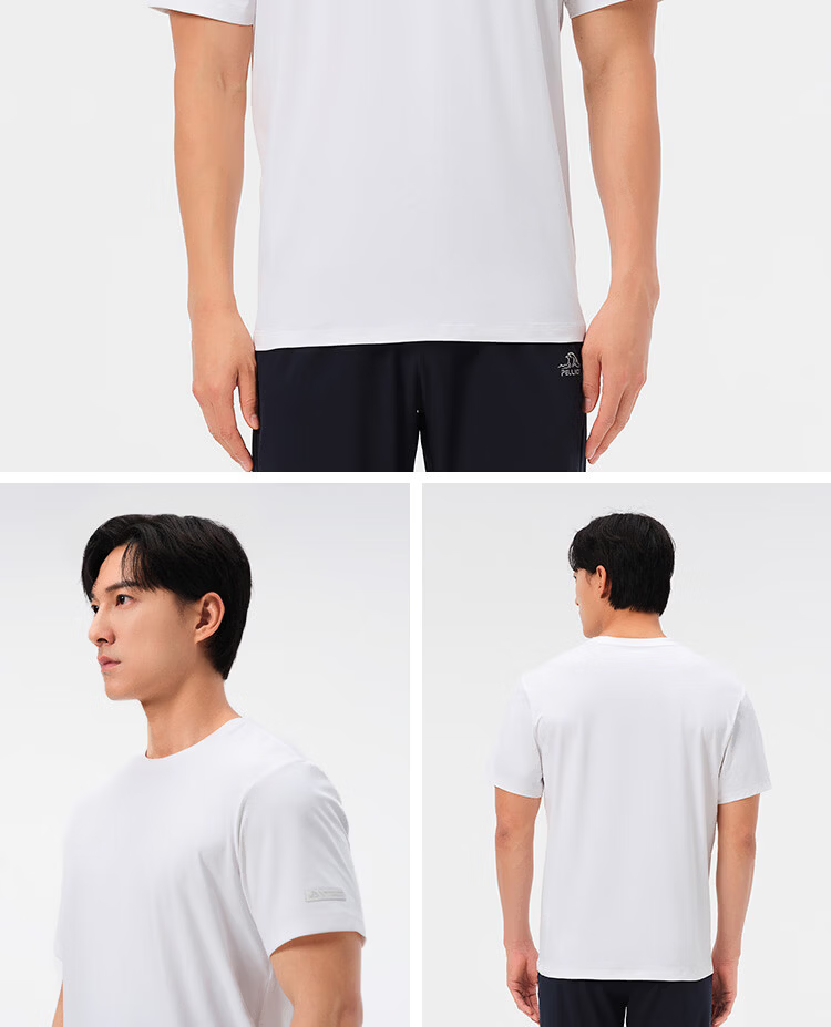 Pelliot Outdoor Quick-Dry T-Shirt Summer Short Sleeve Men Quick-Dry Breathable Antibacterial Crew Neck Half Sleeve 11421509 Black XL 34