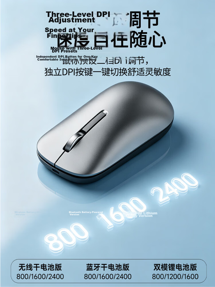 Lenovo Wireless Mouse 2.4G Silent Click Slim Portable Business Office Mouse for Laptop Desktop All-in-One Air1 Storm Gray 4