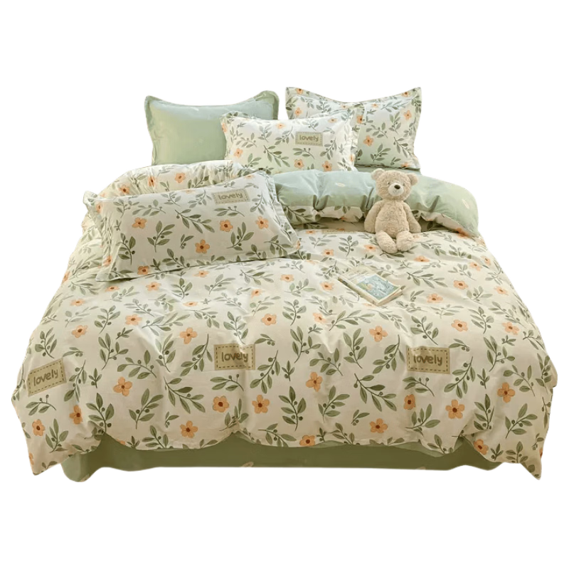 Muji Workshop Student Dormitory 6-Piece 100% Cotton Bedding Set Mint