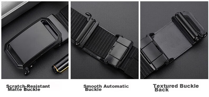 HOCR Men's Woven Canvas Casual Belt Outdoor Adjustable Automatic Buckle Nylon Waistband for Students Military Training Jeans 4