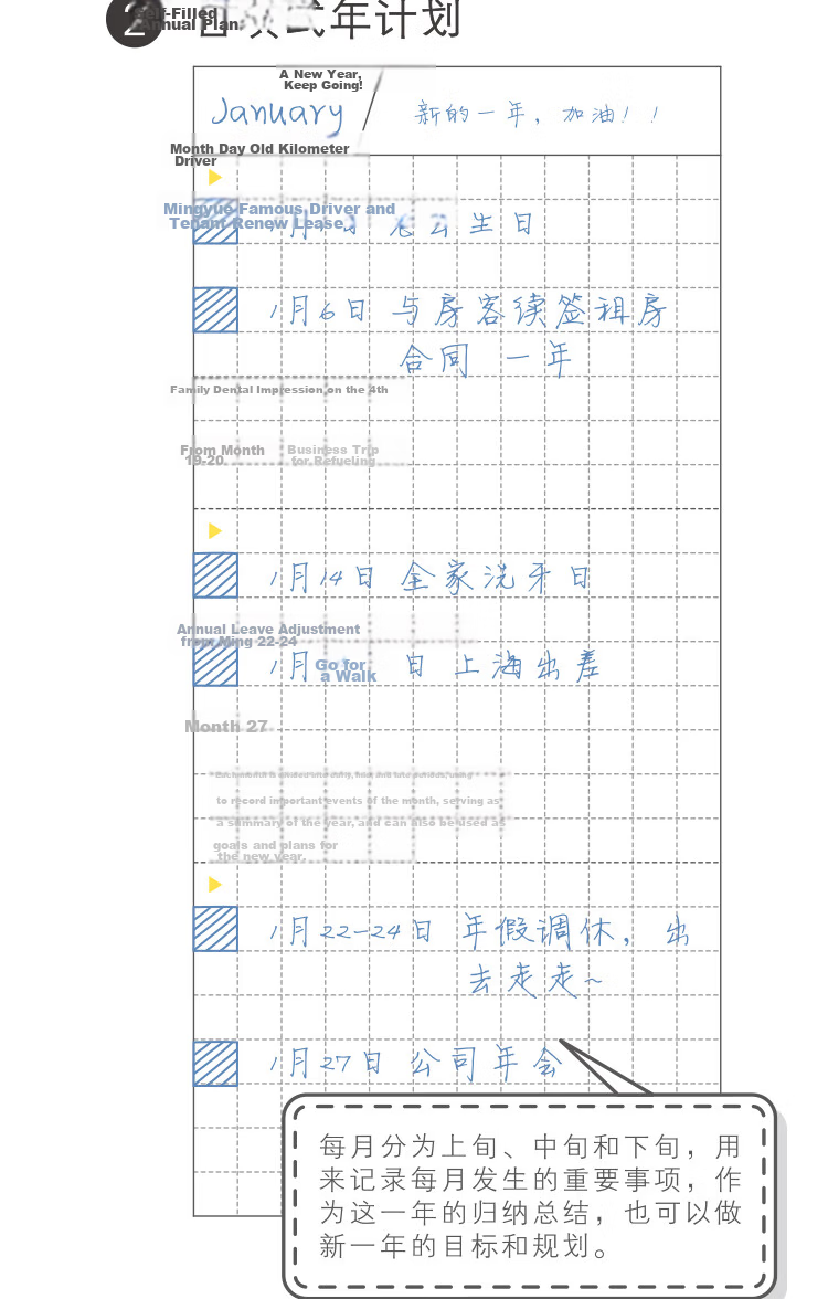 Kinbor Green Bubble Self-Filling A5 Timeline 80g/96 Sheets PU Leather Planner Time Management Notebook Efficiency Planning Journal DT53426 10
